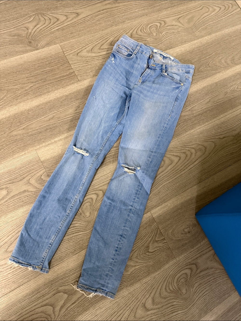 Zara Light Blue Ripped Skinny Jeans